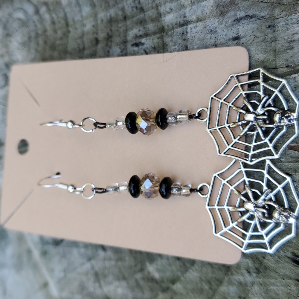 Buy 2 Pairs/Get 1 Free Handmade Gothic Spiderweb Dangle Beaded Earrings